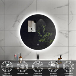 Sline 700mm Round Bathroom Led Mirror Dimmable White Colour Anti-Fog Touch Control Memory Function - thumbnail 2