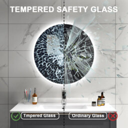 Sline 700mm Round Bathroom Led Mirror Dimmable White Colour Anti-Fog Touch Control Memory Function - thumbnail 5