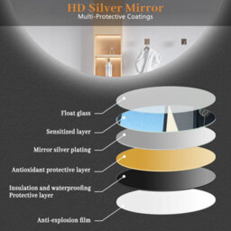Sline 700mm Round Bathroom Led Mirror Dimmable White Colour Anti-Fog Touch Control Memory Function - thumbnail 9
