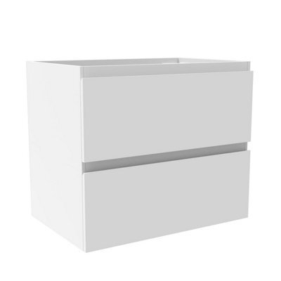 AVER-GROWTH Wall-Mounted Bathroom Vanity Unit Matt White Flat Pack Bathroom Cabinets Only 600(W)X385X(D)X520(H)mm With 2 Drawers - image 1