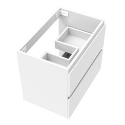 AVER-GROWTH Wall-Mounted Bathroom Vanity Unit Matt White Flat Pack Bathroom Cabinets Only 600(W)X385X(D)X520(H)mm With 2 Drawers - thumbnail 3