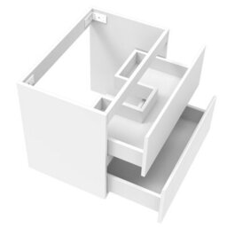 AVER-GROWTH Wall-Mounted Bathroom Vanity Unit Matt White Flat Pack Bathroom Cabinets Only 600(W)X385X(D)X520(H)mm With 2 Drawers - thumbnail 4