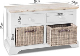 Statement Furniture Florence Storage Bench With 2 Drawers And 2 Baskets - White - thumbnail 2