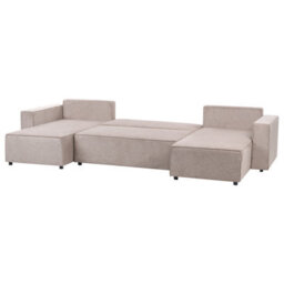 Beliani U-Shape Sofa Bed 4 Seater Vatne Fabric Taupe With Storage - thumbnail 5