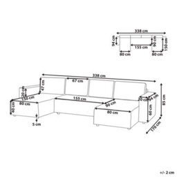 Beliani U-Shape Sofa Bed 4 Seater Vatne Fabric Taupe With Storage - thumbnail 3