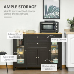 Homcom Modern Storage Cabinet With 4 Doors And 2 Drawers, Black Brown - thumbnail 4