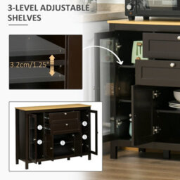 Homcom Modern Storage Cabinet With 4 Doors And 2 Drawers, Black Brown - thumbnail 5