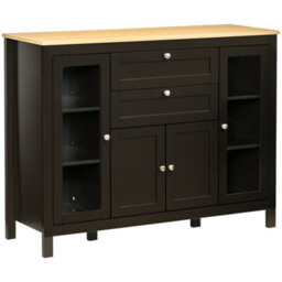 Homcom Modern Storage Cabinet With 4 Doors And 2 Drawers, Black Brown - thumbnail 2
