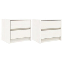 Berkfield Bedside Cabinets 2 Pcs White 40X31X35.5 Cm Solid Wood Pine - thumbnail 2