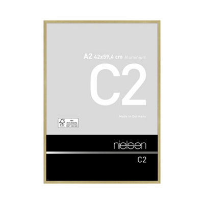 Nielsen C2 Brushed Gold Aluminium Picture Frame A2, 42X59.4Cm - With Float Glass And Push/turn Clips - image 1