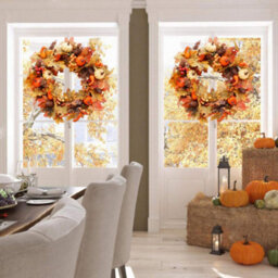 Living And Home Artificial Hanging Maple Wreath Halloween Thanksgiving Decor 50 Cm - thumbnail 2