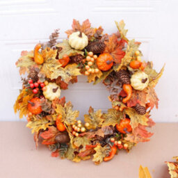 Living And Home Artificial Hanging Maple Wreath Halloween Thanksgiving Decor 50 Cm - thumbnail 1