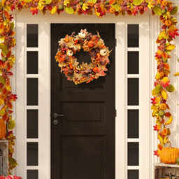 Living And Home Artificial Hanging Maple Wreath Halloween Thanksgiving Decor 50 Cm - thumbnail 3
