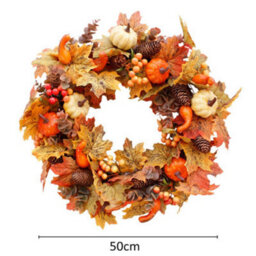 Living And Home Artificial Hanging Maple Wreath Halloween Thanksgiving Decor 50 Cm - thumbnail 6