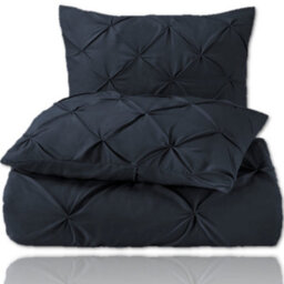 TheWhiteWater Limited Pintuck Duvet Cover Set + Matching Pillowcases, Hand Stitches Quilt Bedding Set - Black - thumbnail 6