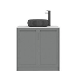 Royal Bathrooms Royal Bathroom Elmore 800mm Matt Pebble Grey Freestanding Countertop Bathroom Vanity Unit 2 Door With Milan Black Basin - thumbnail 7