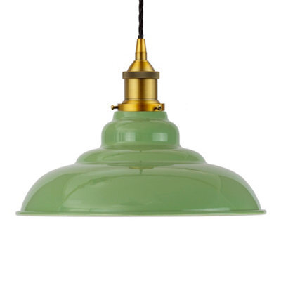 Mint Green St Edmund's Painted Dome Pendant Light With Antique Gold Lamp Holder And Black Twisted Cable - Se Home - image 1