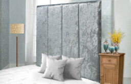 "Slumbre Stafford Crushed Velvet 4Ft Small Double 36"" Headboard -  Silver"
