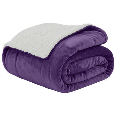 Moonlight Bedding Sherpa Fleece Throw Blanket Purple Double Soft Thick & Fluffy Reversible Throw For Sofa, Bed & Travel Blanket - image 1