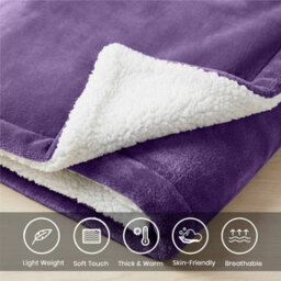Moonlight Bedding Sherpa Fleece Throw Blanket Purple Double Soft Thick & Fluffy Reversible Throw For Sofa, Bed & Travel Blanket - thumbnail 3