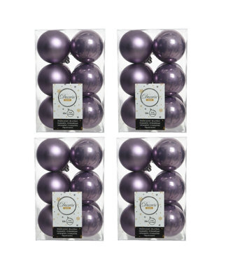 Decoris 48 Heather Lilac Christmas Baubles 6Cm Shatterproof Tree Ornaments Shiny Matt - image 1