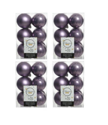 Decoris 48 Heather Lilac Christmas Baubles 6Cm Shatterproof Tree Ornaments Shiny Matt - thumbnail 1