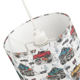 Happy Homewares Modern And Colourful Monster Trucks Kids Cotton Fabric Drum Lamp Shade - 25Cm - thumbnail 5