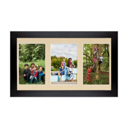 AK Frames 40X20Cm Matte Black Modern Multi Photo Frame With Ivory Mount - Holds 3 Apertures (3X) 6X4 Photos - thumbnail 1