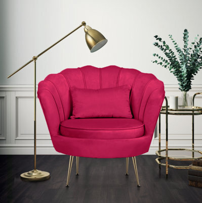 Velvet Dark Pink Daisy Accent Chair - image 1