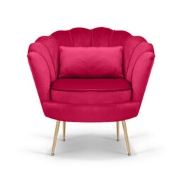 Velvet Dark Pink Daisy Accent Chair - thumbnail 2