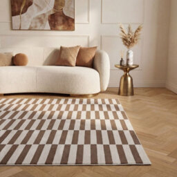 The Rugs Loft Taupe And Ivory Striped Living Room Area Rug And Runners Soft Pile - thumbnail 4