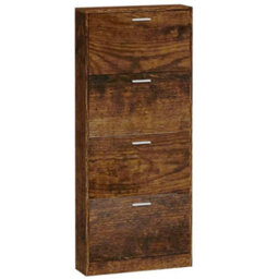 Berkfield Modern Shoe Cabinet Smoked Oak 59X17X150 Cm Engineered Wood - thumbnail 5