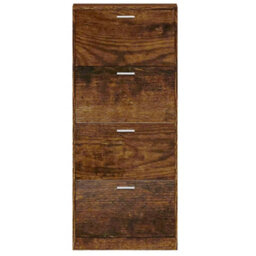Berkfield Modern Shoe Cabinet Smoked Oak 59X17X150 Cm Engineered Wood - thumbnail 6