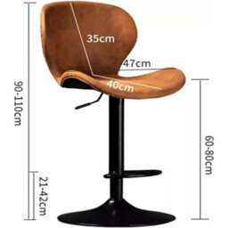 Brown Adjustable Breakfast Bar Stools Swivel Gas Lift Chair Kitchen Café Pub - thumbnail 3