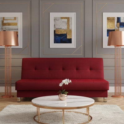 Enduro Xi Click Clack Sofa Bed Wooden Frame Foam Mattress Ideal For Living Room 195X90X85 Cm Red - image 1