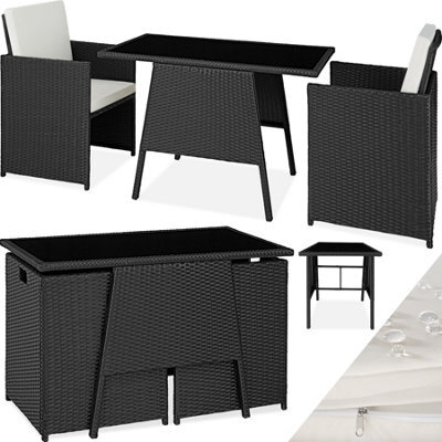 Tectake Garden Furniture Set Lausanne - 2 Chairs, 1 Table, Bistro Set, Weather Resistant - Black - image 1
