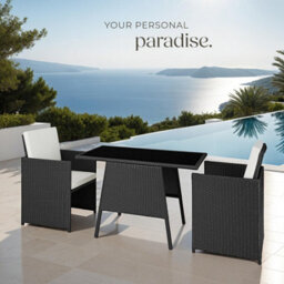 Tectake Garden Furniture Set Lausanne - 2 Chairs, 1 Table, Bistro Set, Weather Resistant - Black - thumbnail 8