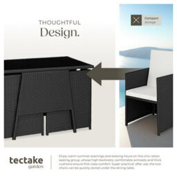 Tectake Garden Furniture Set Lausanne - 2 Chairs, 1 Table, Bistro Set, Weather Resistant - Black - thumbnail 4
