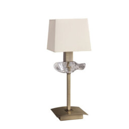 Luminosa Lighting Luminosa Akira Table Lamp 1 Light E14, Antique Brass With Cream Shade
