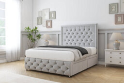 "Sloomy Vienna Silver Plush Divan Bed Set 4 Drawers With 26"" Strutted & 12"" Footboard 6' Super King" - thumbnail 2