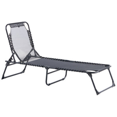 Beliani Sun Lounger Ambato Reclining Metal Black - image 1