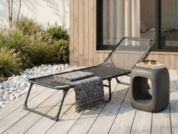 Beliani Sun Lounger Ambato Reclining Metal Black - thumbnail 2