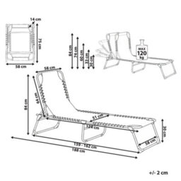 Beliani Sun Lounger Ambato Reclining Metal Black - thumbnail 3
