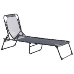 Beliani Sun Lounger Ambato Reclining Metal Black - thumbnail 1