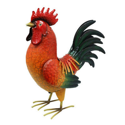 Betley Butterfly Metal Cockerel Hen Garden Sculpture Rustic Farmyard Chicken Garden Statue - 44Cm X 16Cm X 36Cm - Red - image 1