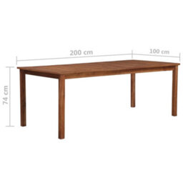 Berkfield Garden Table 200X100X74 Cm Solid Acacia Wood - thumbnail 5