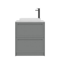 Royal Bathrooms Royal Bathroom Elmore 700mm Matt Pebble Grey Freestanding Countertop Bathroom Vanity Unit 2 Drawer With Qubix Basin - thumbnail 7