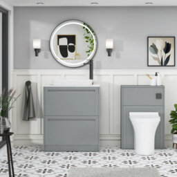 Royal Bathrooms Royal Bathroom Elmore 700mm Matt Pebble Grey Freestanding Countertop Bathroom Vanity Unit 2 Drawer With Qubix Basin - thumbnail 5