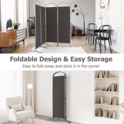 Gainoom 4 Panel Grey Room Divider 188Cm Folding Privacy Screen Portable Freestanding Divider - thumbnail 6