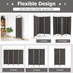 Gainoom 4 Panel Grey Room Divider 188Cm Folding Privacy Screen Portable Freestanding Divider - thumbnail 5
